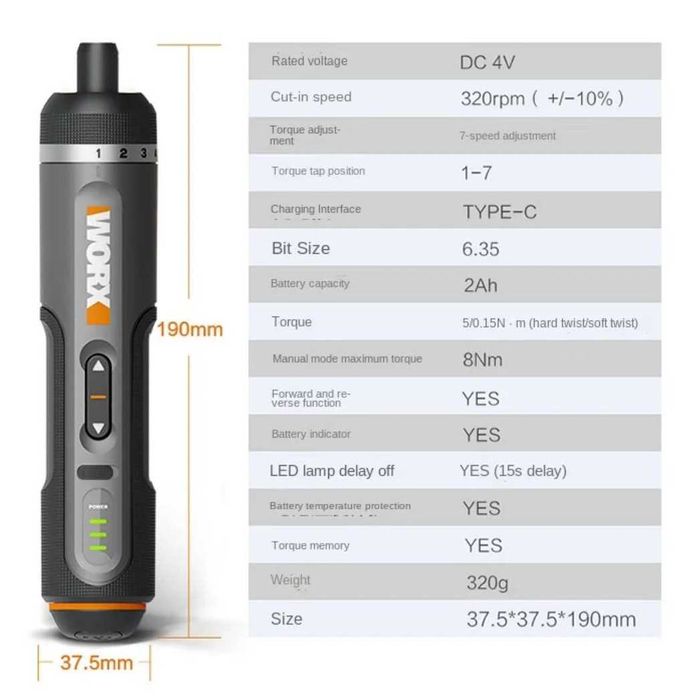 Отвертка аккумуляторная Worx WX242
