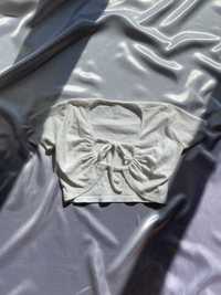 Biały top wiązany XS 34 shein basic y2k