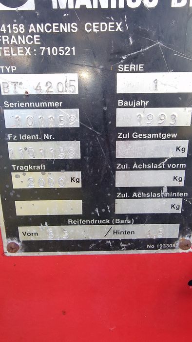 Ładowarka Teleskopowa Manitou BT 420