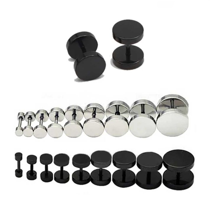 Piercings brincos studs fakeplugs alargadores falsos aço inoxidável