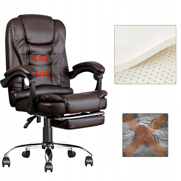 Офісне крісло Prime VIP Premium з масажною подушкою, з підніжкою