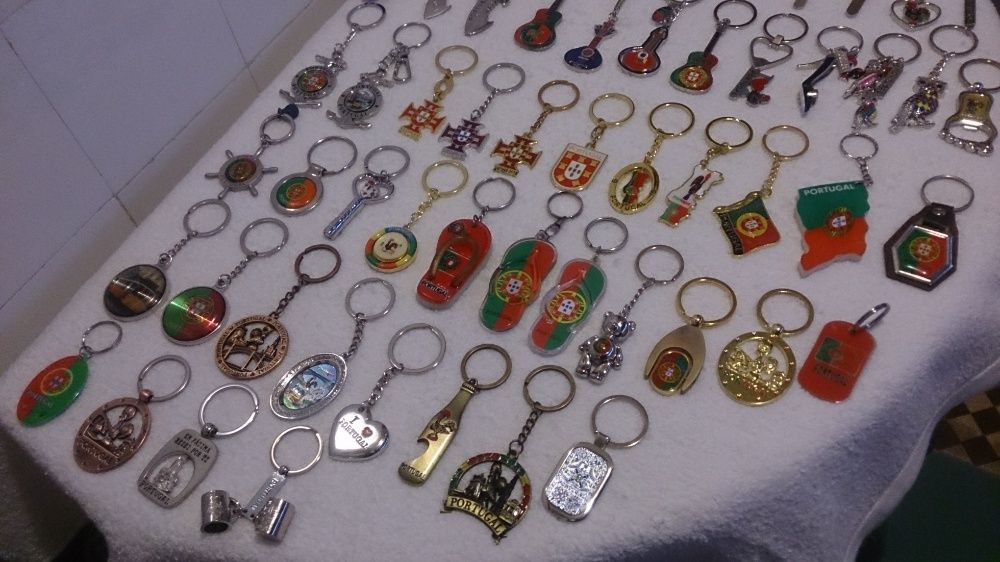 bandeiras e símbolos de portugal (66 porta-chaves) coleção