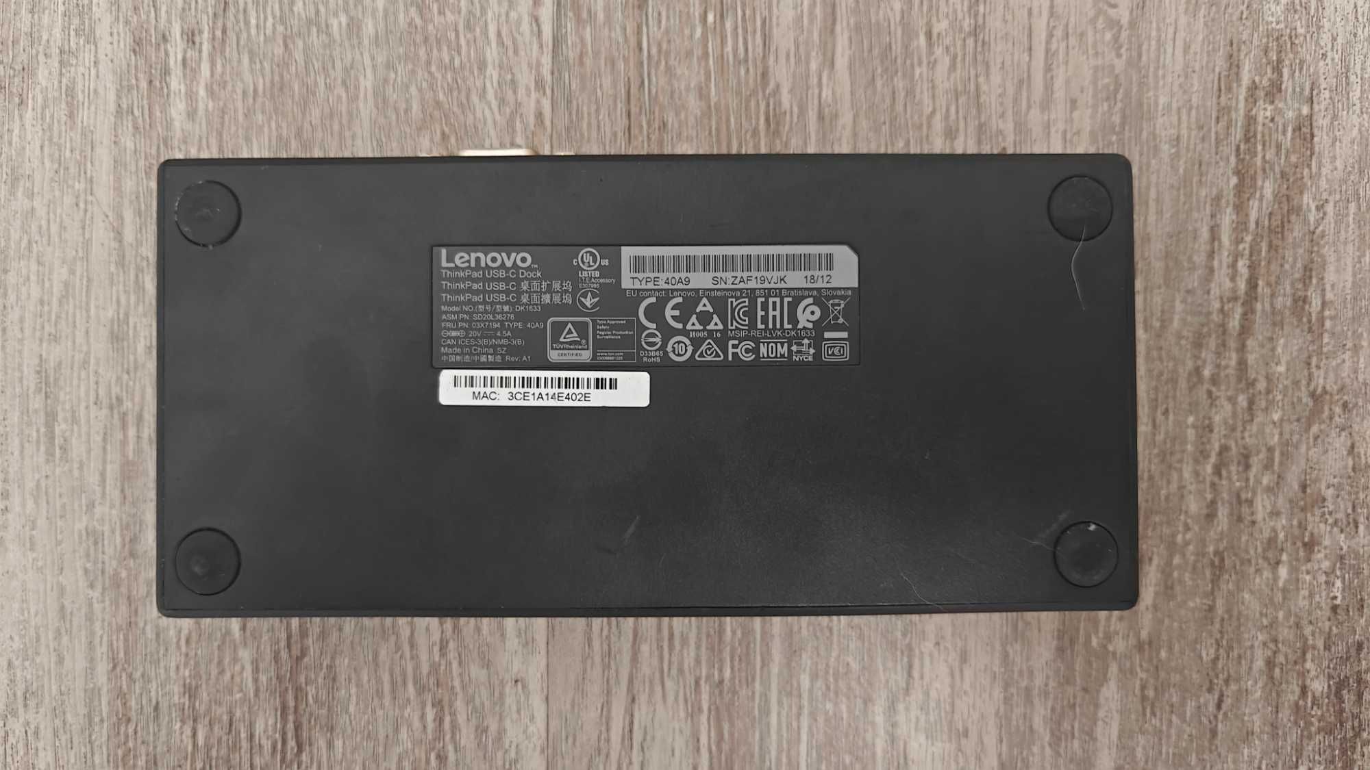 Dock USB-C Lenovo Thinkpad DK1633 - USB-C, A, DP, VGA, Ethernet, Jack