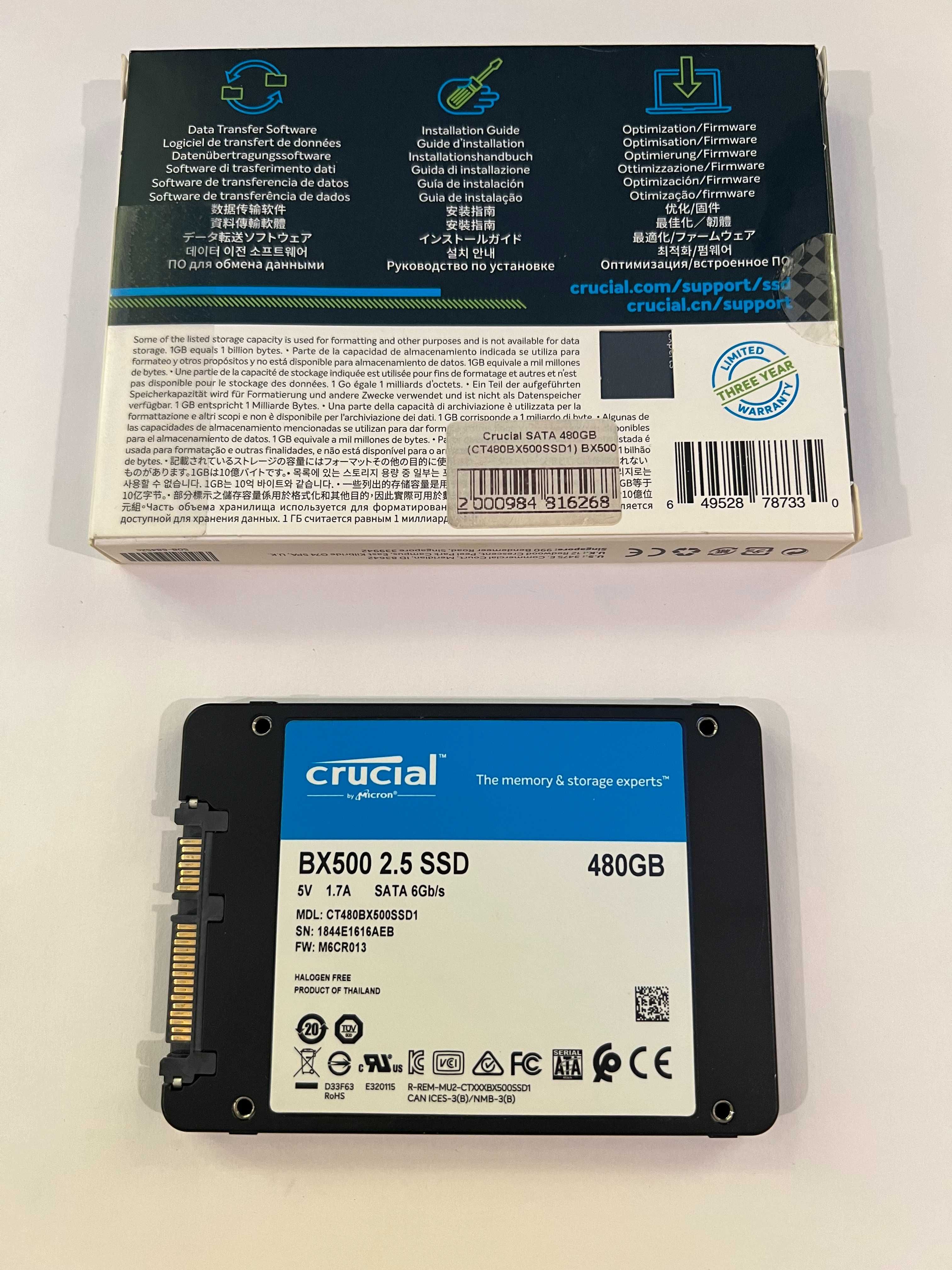 SSD Crucial BX500 480GB SATA 2.5"