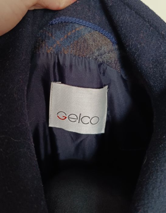 Granatowy męski płaszcz 70% wełna wool rozmiar XL