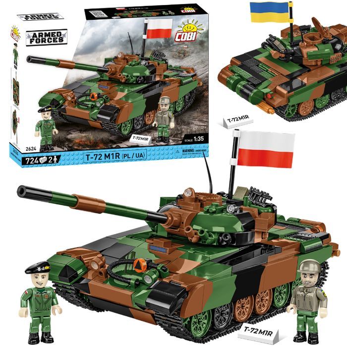 Klocki Cobi 2624 Czołg T-72M1R Pl/Ua 2 Figurki 2 Flagi Wojskowy Armia