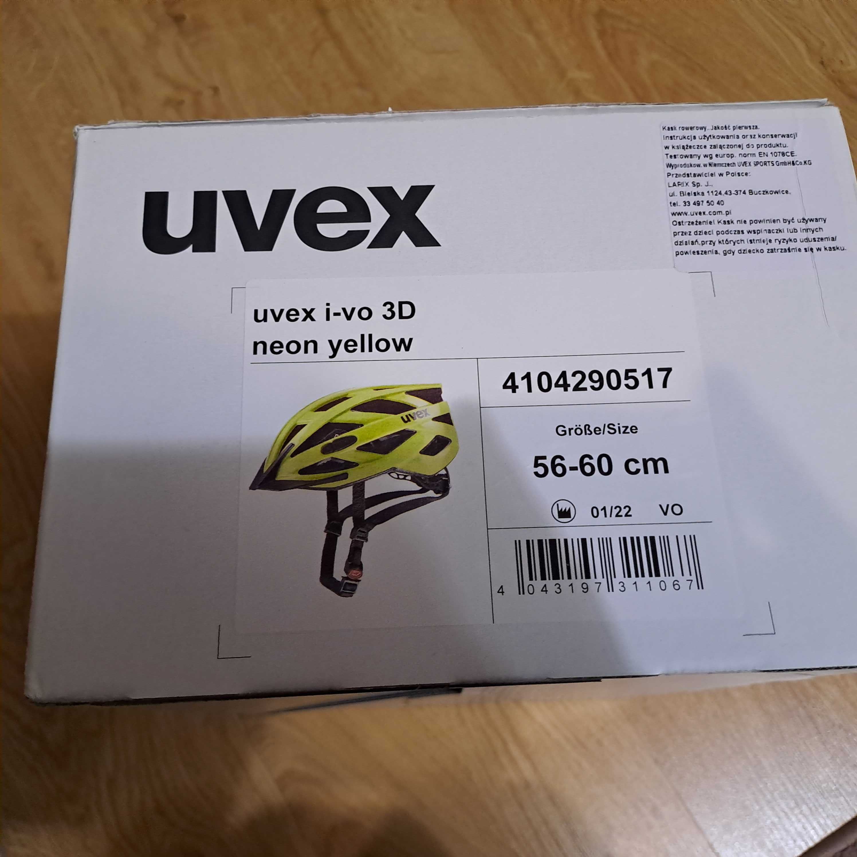 Kask rowerowy UVEX I-vo 3D / stan nowy, rozmiar 56-60 cm