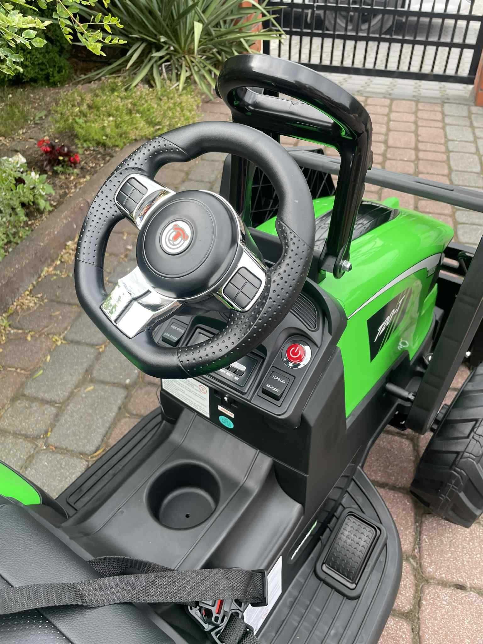 TRAKTOR na Akumulator Dla Dzieci 400W 24V Przyczepka Spychacz Koparka