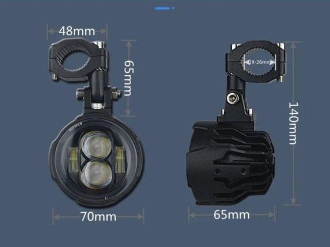 Halogeny motocyklowe LED komplet z wiązką na przekaźniku i włącznikiem