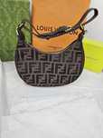 Torba łódeczka Torebka damska Fendi monogram brazowa logowana