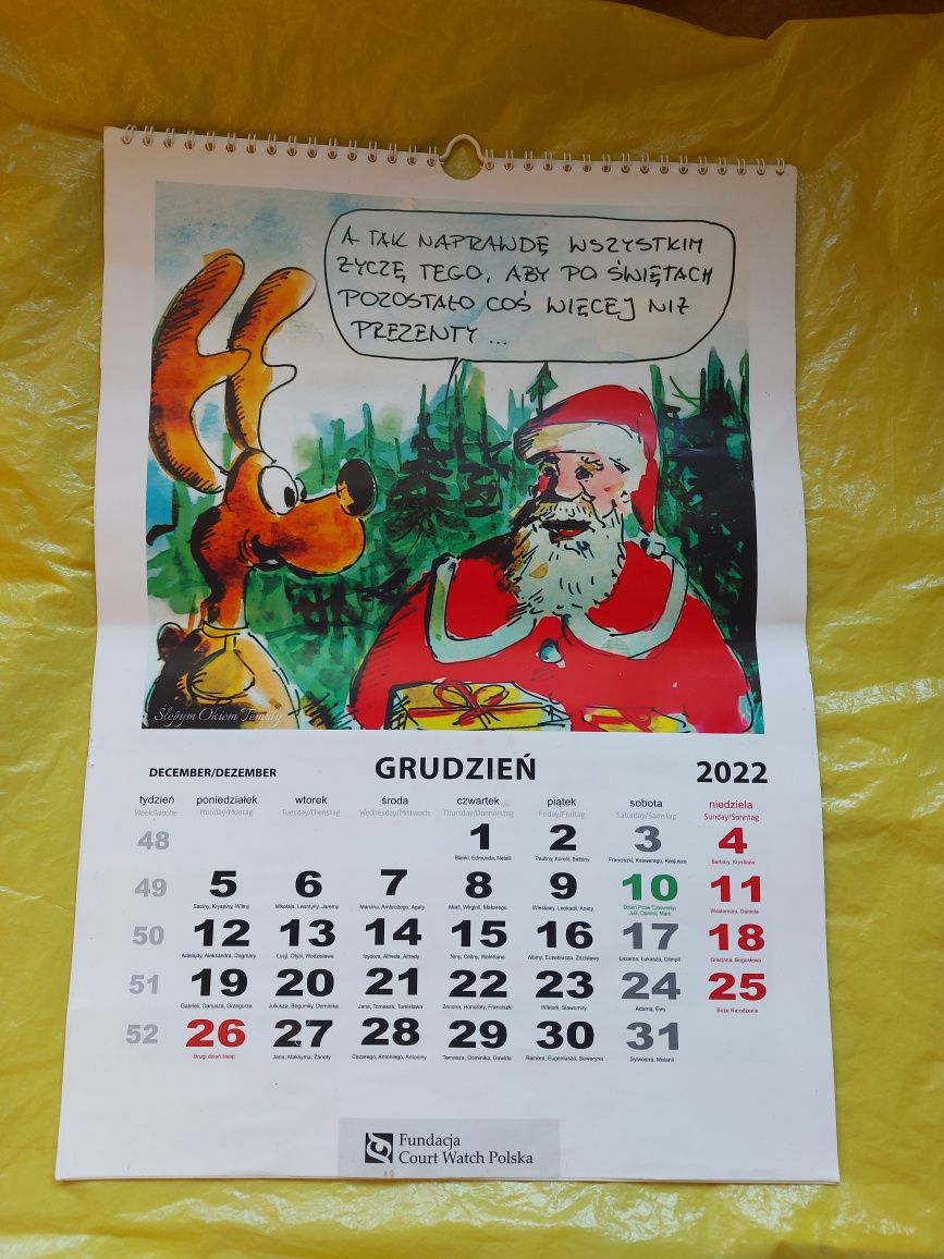 Stary kalendarz ścienny 2022rok i rysunki