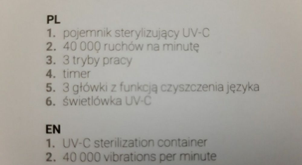 Szczoteczka do zębów elektryczna soniczna Uv nowa