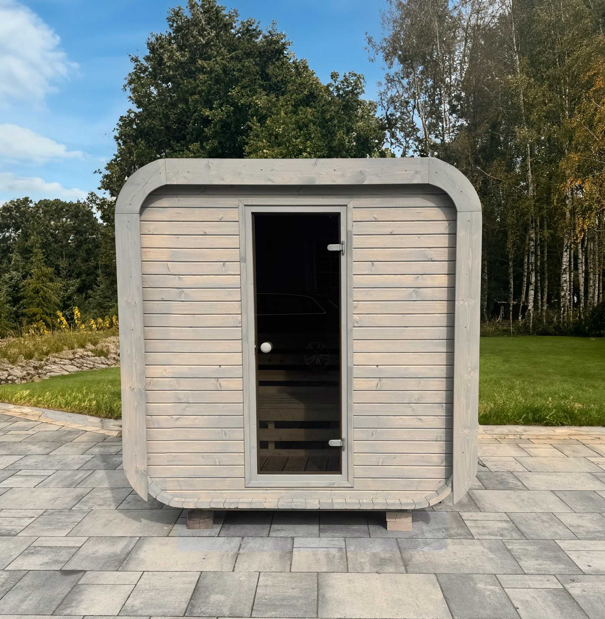Kwadratowa sauna ogrodowa, 200cm Quadro | Dobierz piec i dodatki