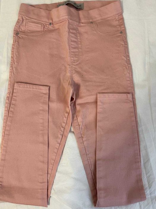 Calça de ganga rosa simples básica