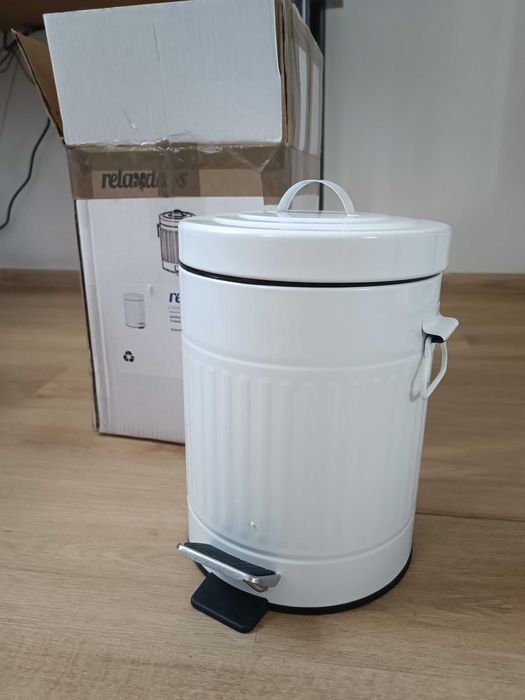 Nowy Kosz na Śmieci Śmietnik do Łazienki Retro Biały