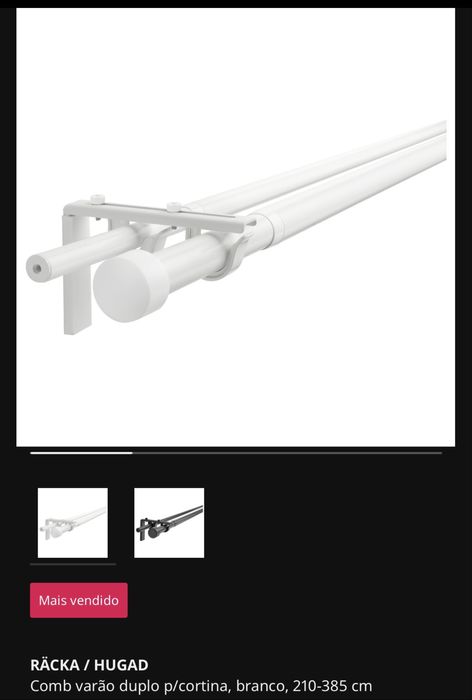 Comb varão duplo p/cortina branco