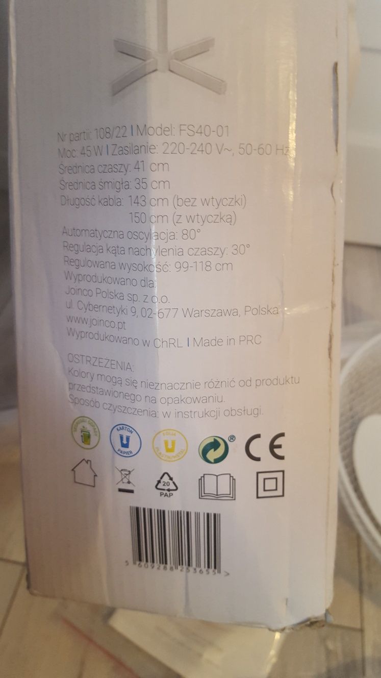 Wiatrak wentylator stojący podłogowy nowy