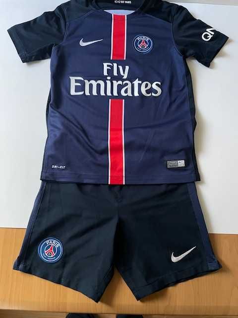 Koszulka i spodenki piłkarskie komplet PSG Paris St. Germain Nike S mł