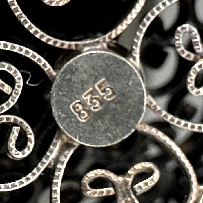 Srebrna secesyjna broszka, oryginał z ok. 1915 roku, srebro próby 835