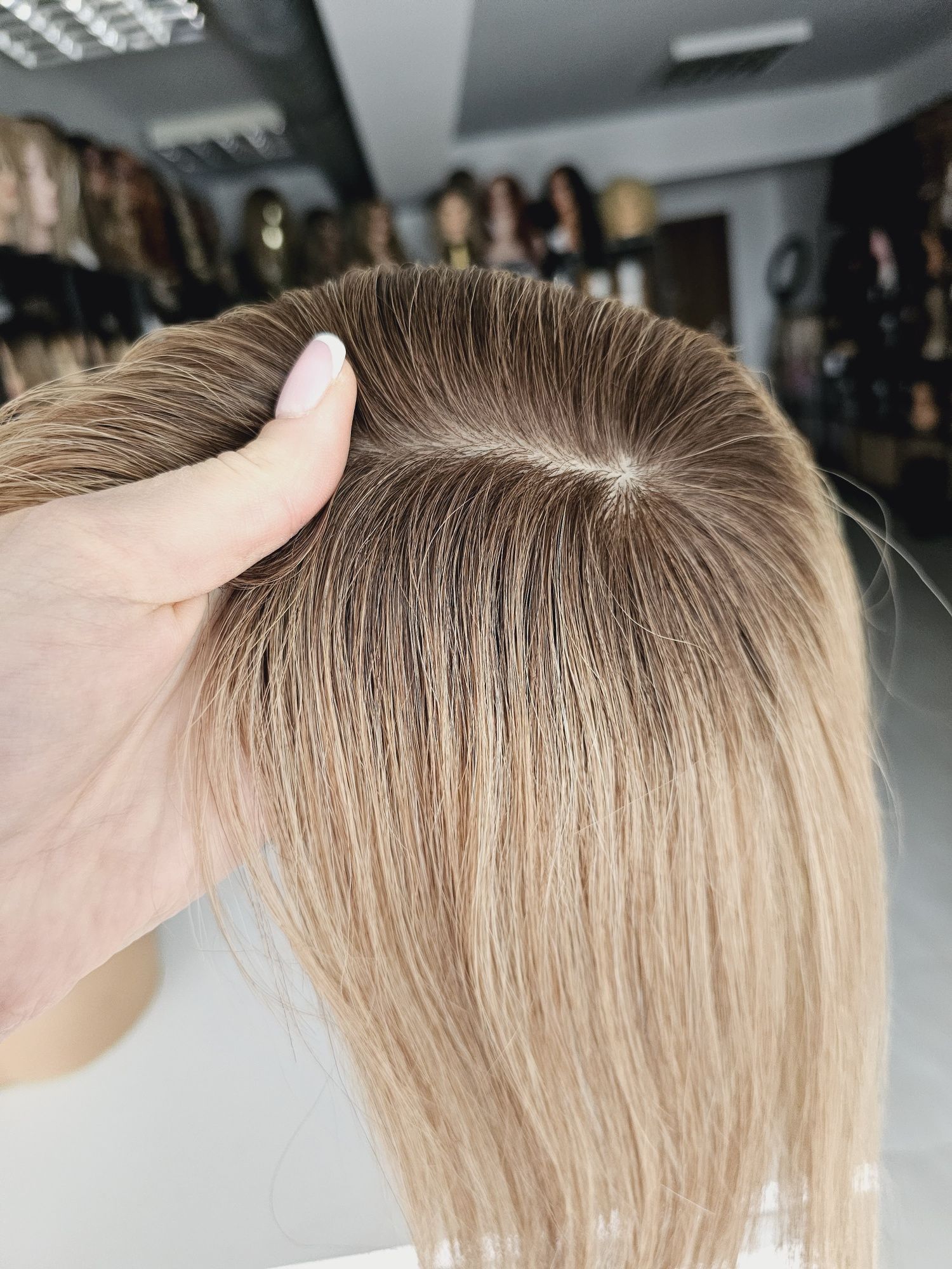 Topper uzupełnienie z włosów naturalnych mini Asia piaskowy blond 30cm
