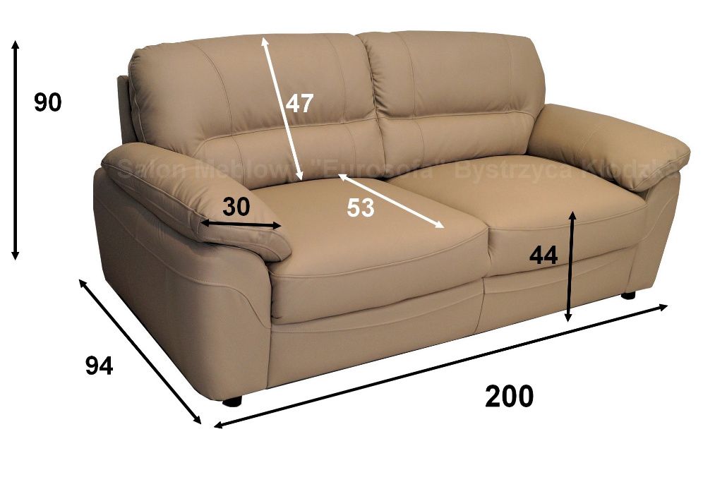 Sofa ze skóry naturalnej 200cm Balticus, skórzana, 100% skóra