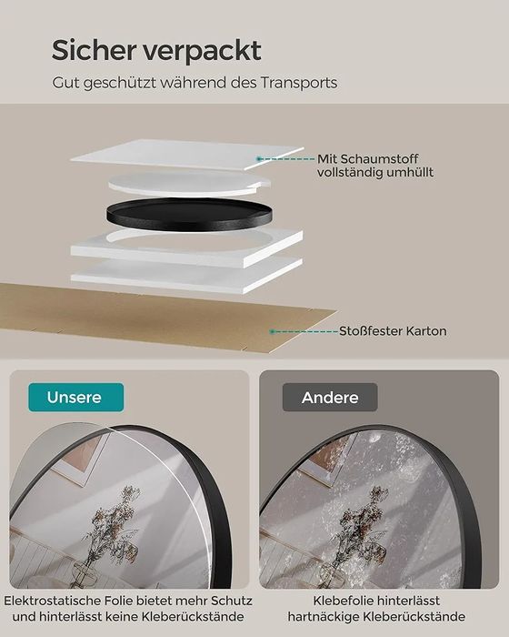 Lustro okragłe kolor czarny