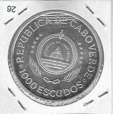 Cabo Verde - 1.000$00 - 1994 - Tratado de Tordesilhas - Moeda de Prata
