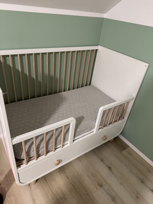 Łóżeczko Ikea Myllra z szufladą drabinką i materacem
