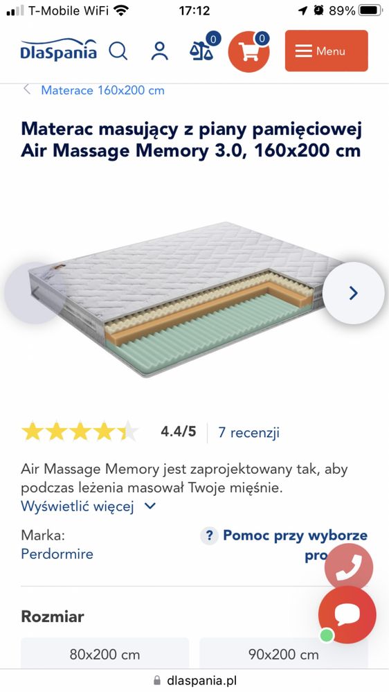 Materac PerDormire Air Massage Memory 3.0 160x200