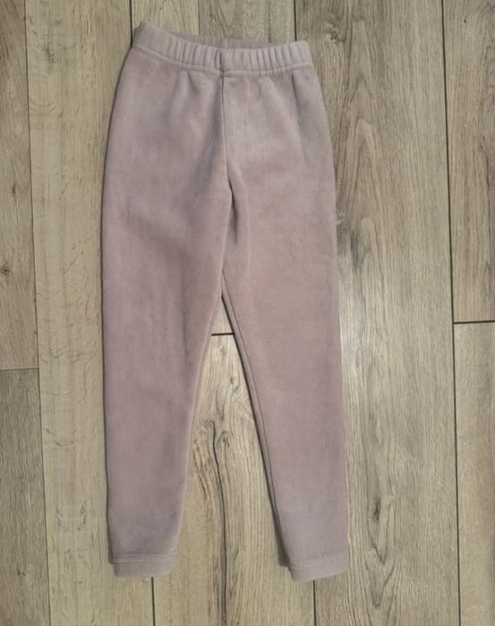 Теплі рожеві велюрові лосини легінси на 4-5 років