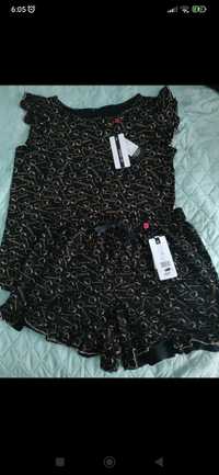 NOWA z metkami oryginalna dwuczęściowa piżama czarna w złoto-różowe wi