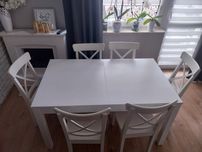 Stół  140 cm x 84 cm z 6 krzesłami