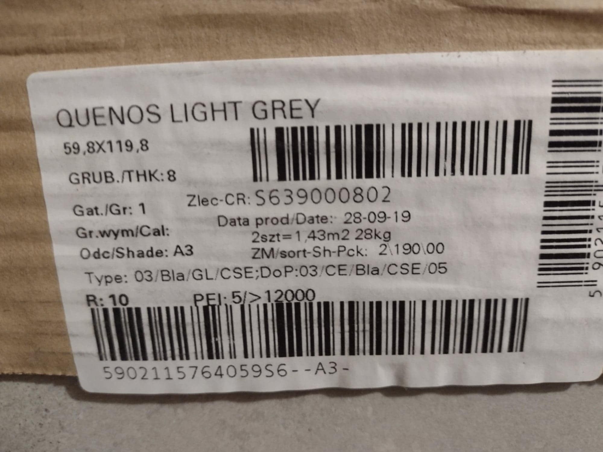 OPOCZNO Quenos Light Grey gres 5 sztuk