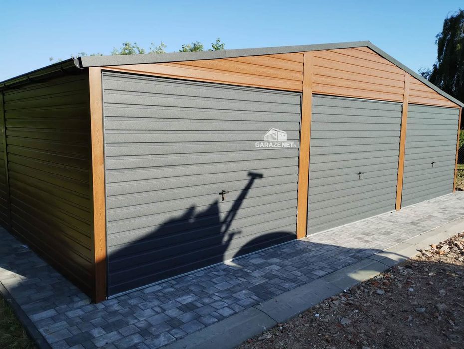 GARAŻ BLASZANY 9m x 6m 3X Brama Uchylna - 2X Okno Pcv 9X6 GB297