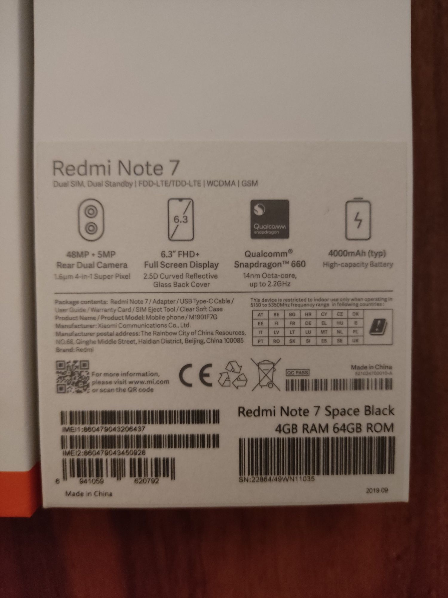 Смартфон телефон Ксайомі Xiaomi Redmi Note 7, пам'ять 4/64