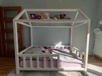 Łóżko drewniane domek dla dzieci z materacem 90x170