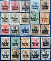 Немецкие марки с надпечатками.1 Мировая война.Ціна за 25 шт.