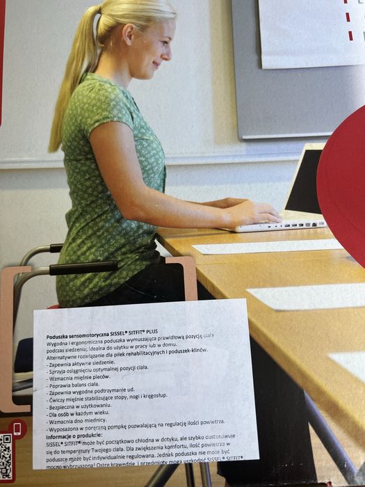 Poduszka sensomotoryczna Sissel Sitfit , doskonała profilaktyka.