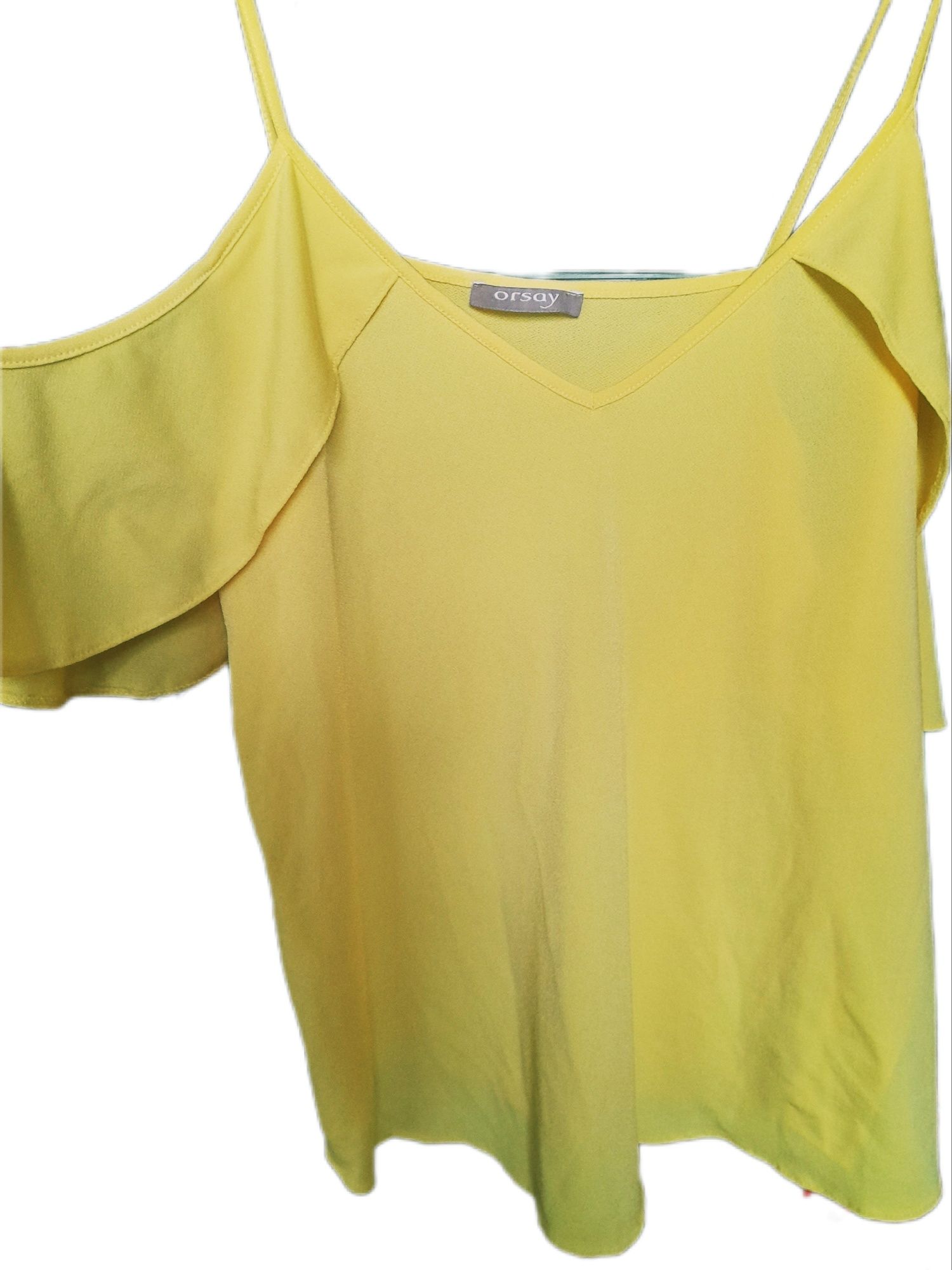 Orsay zwiewna letnia bluzka, żółta bluzka idealna na lato