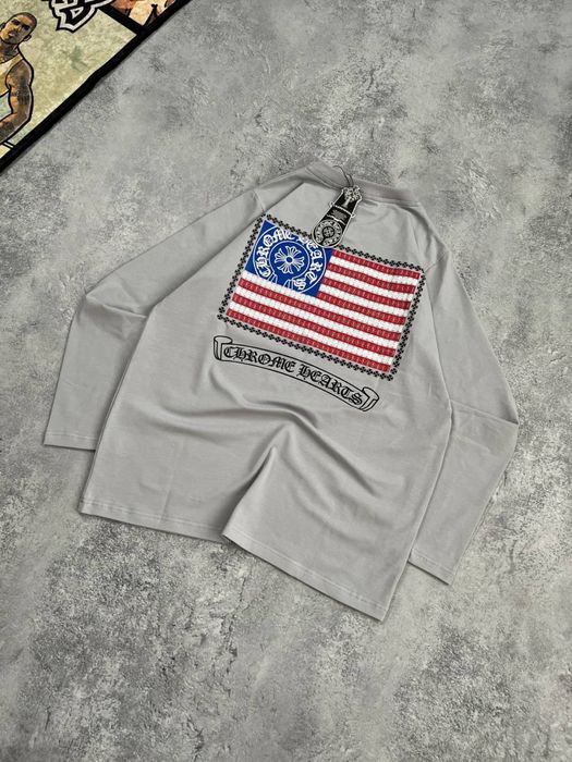 Лонгслив Chrome Hearts USA сірий з бірками