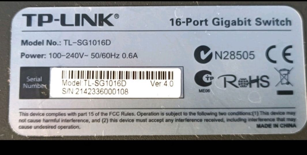 Switch Tp-Link gigabit 16 canais