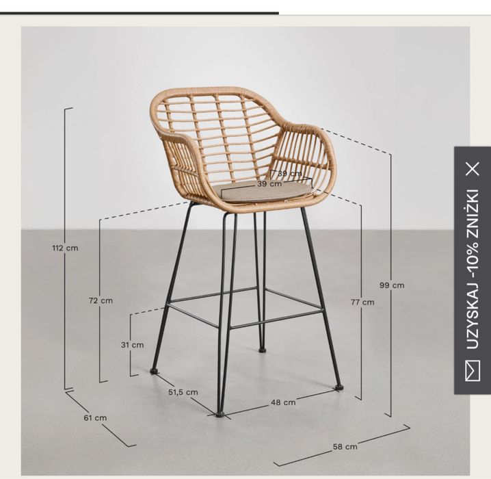 Hoker krzeslo barowe sklum