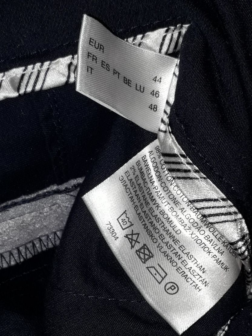 Calças de algodão (acetinado), azul escuro, tamanho 46, Yessica/C&A
