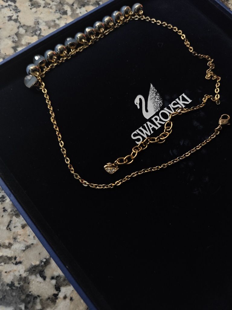 Conjunto colar e brincos Swarovsky banhados a ouro certificado compra