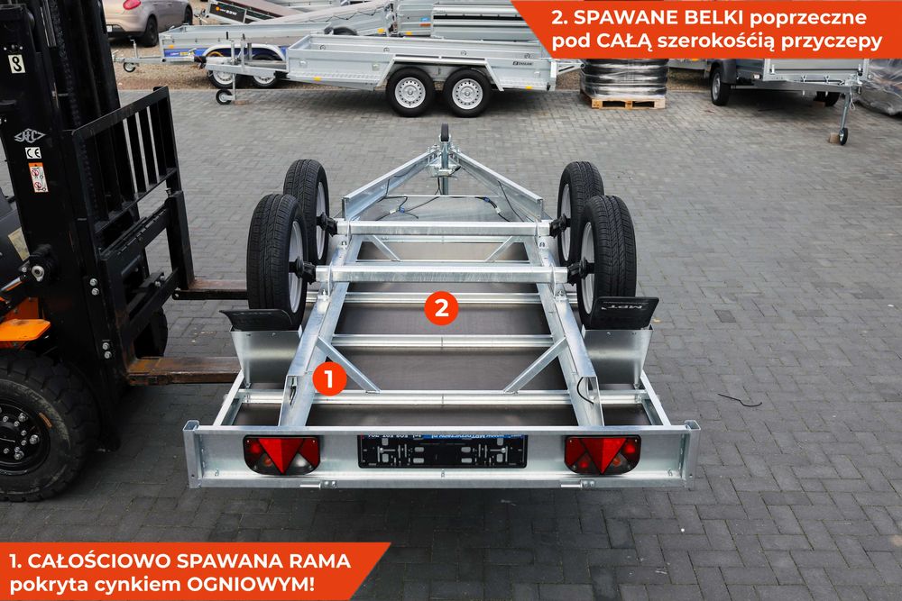 Przyczepa 260x150x38 z kołami pod spodem SPAWANA Vesta LIGHT 26H MOCNA