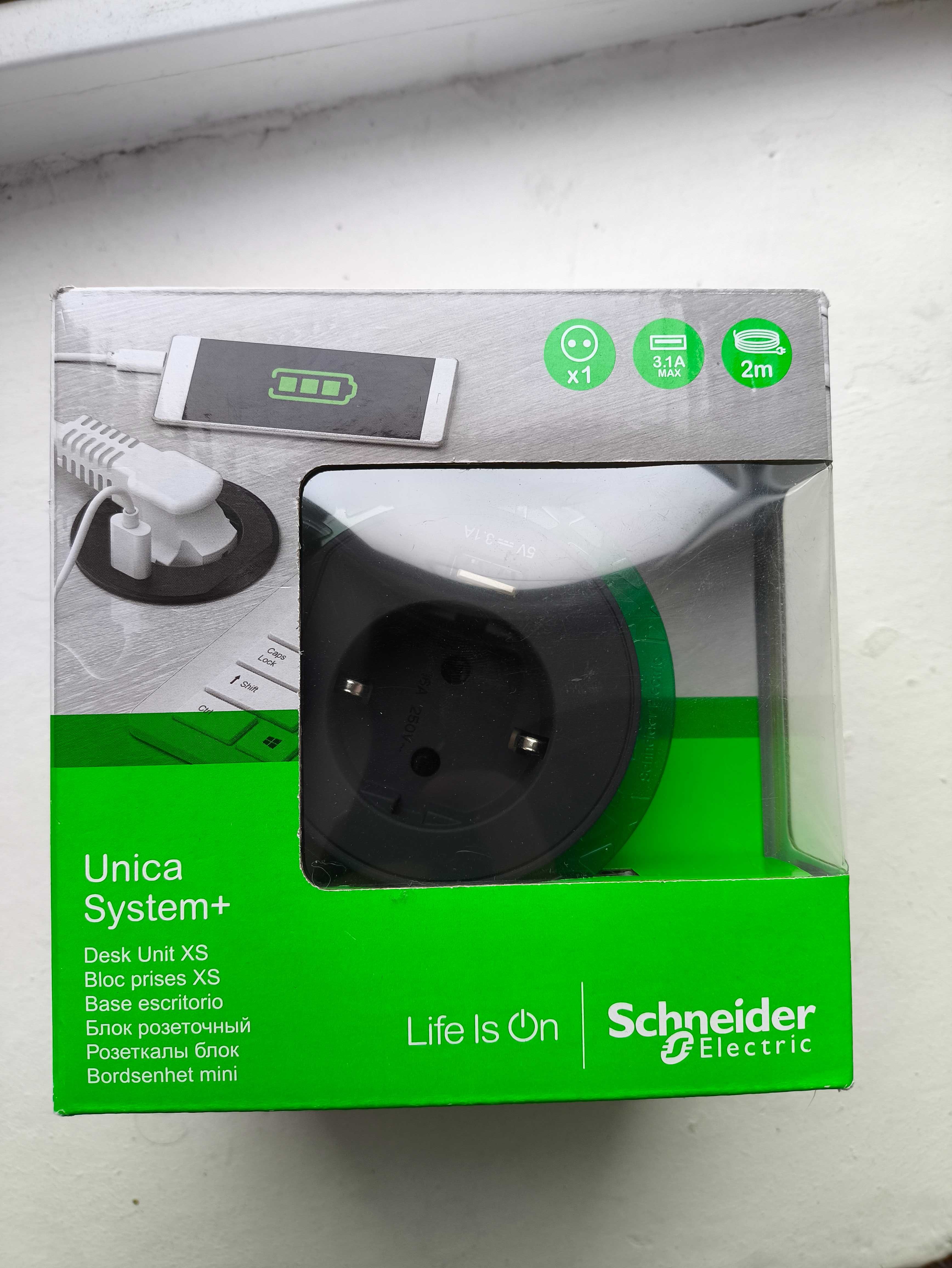 Schneider Розетка в стол 220в с USB 5V, антрацит, INS44001
