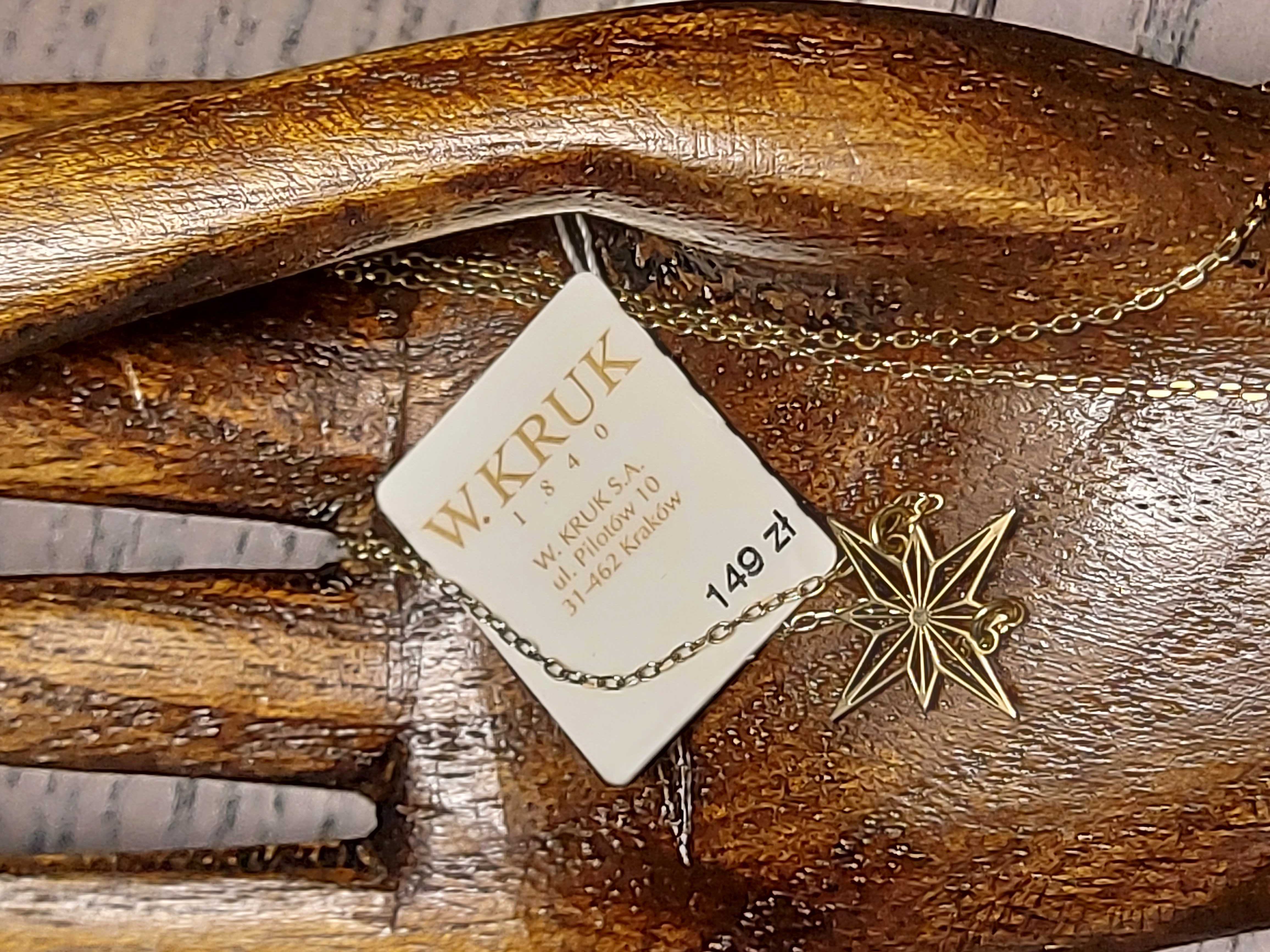 Naszyjnik z gwiazdką W. Kruk - złocone srebro