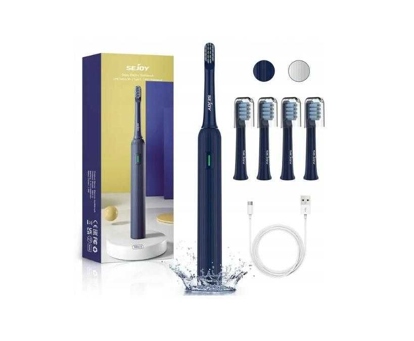 Szczoteczka elektryczna do zębów SEJOY Mint 5. W komplecie 4 końcówki.