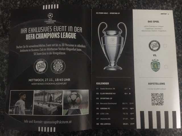 Liga dos Campeões- Sturm Graz vs Sporting -Programa Oficial -2024/2025