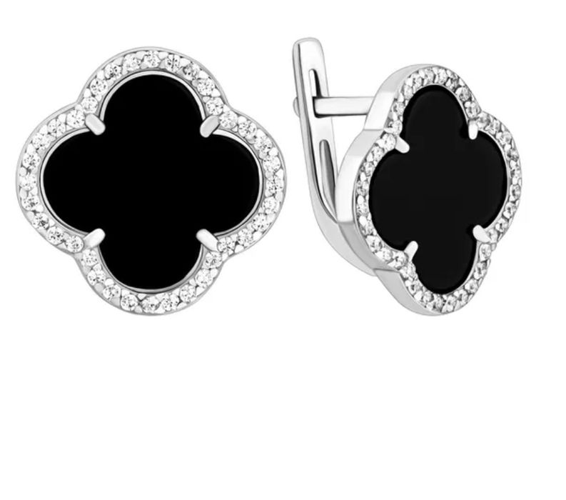 Кульчики в стилі Van Cleef,Dior,Pandora,Tiffani срібло  925 проба